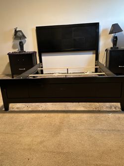 Queen,, bed-frame and headboard