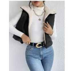 SHEIN Frenchy Zip Up Teddy Lined Vest Padded Coat