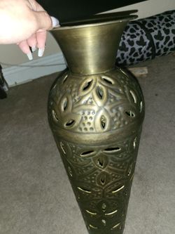 Large Brass Decorative Floor Vase