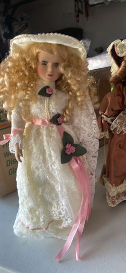 Porcelain Collector Doll with Lace Dress