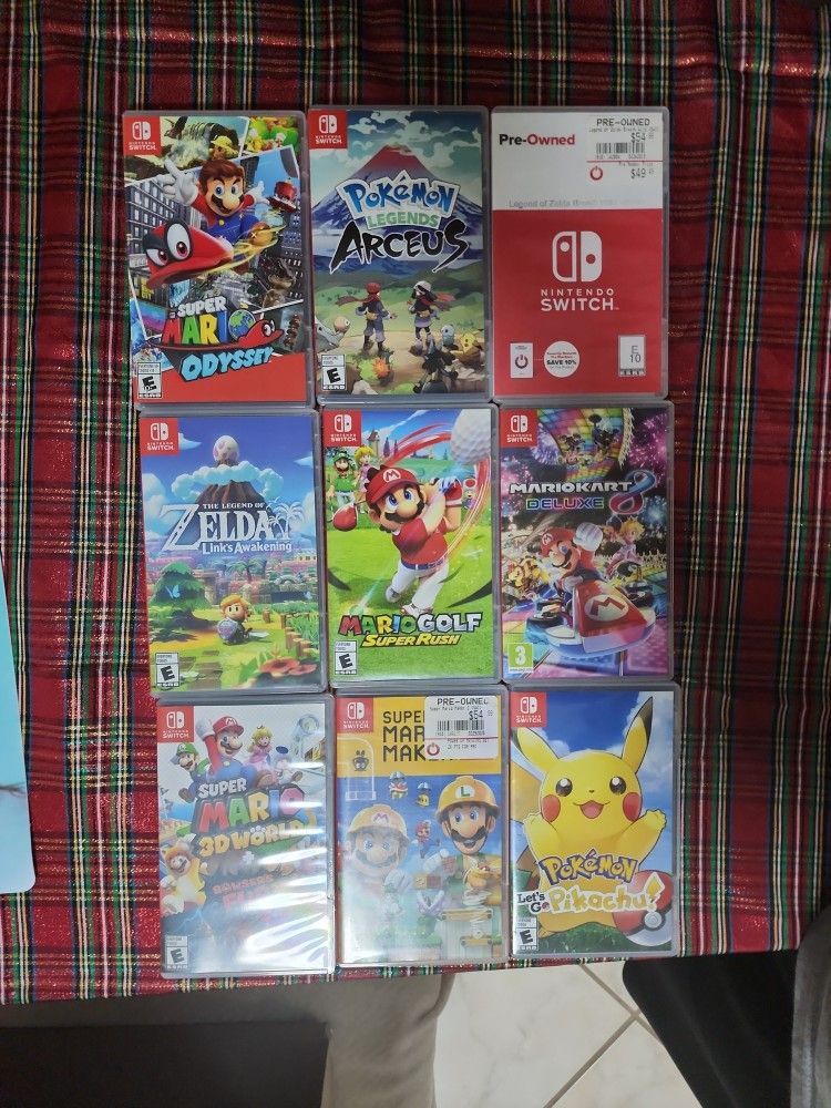 Nintendo Switch 9 Lot Game Set (Mario Zelda Pokemon)