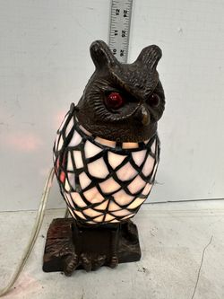 Resin Tiffany Style Owl LED Table Lamp #D2