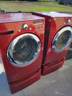 LG Front Load Washer and electric Dryer Set Red