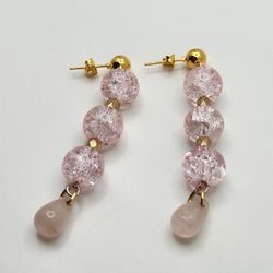 Rose Quartz Teardrop Earrings 