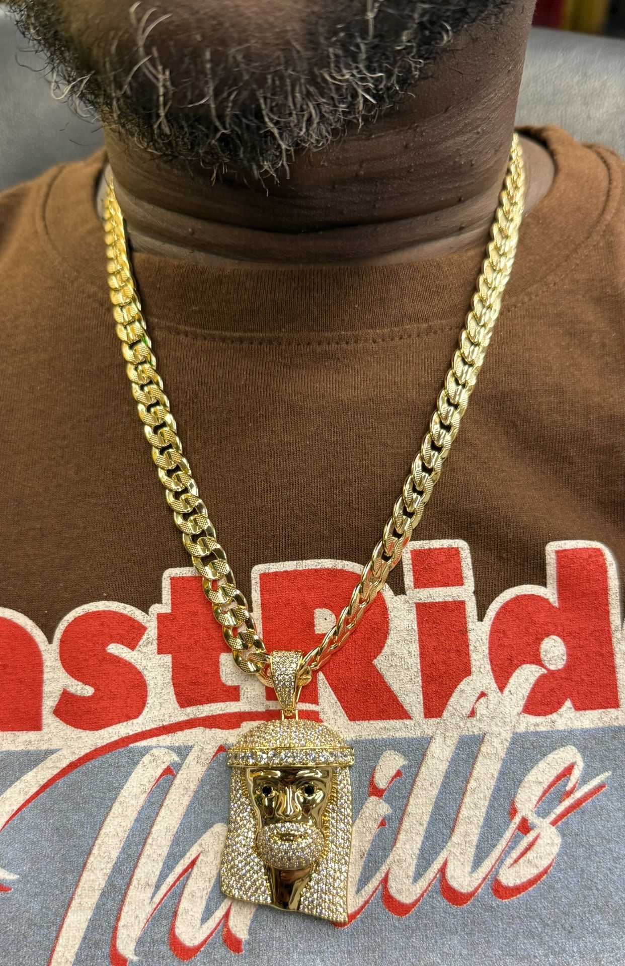 10mm Miami Cuban links necklace and icy Jesus pendant🔥🔥🔥