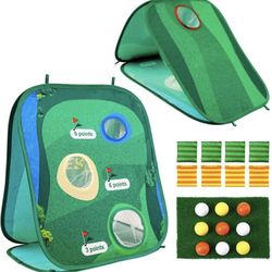 Golf Chipping Cornhole Game Set for Indoor Outdoor Yard Play, with Foldable Golfing Target Bean Bag Toss Board for All Ages & Abilities, Golf Hitting 
