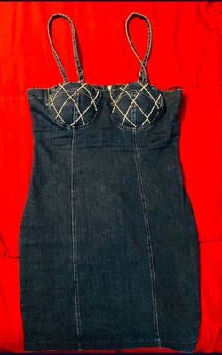 Denim Dress with Diamonds 