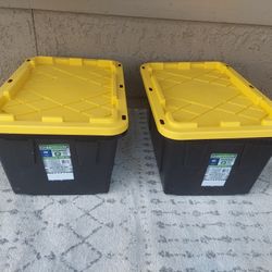 Storage Bins, Heavy Duty, 27-Gal, Snap On Lids, Stackable, Like NEW
