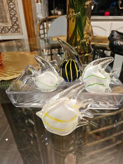 Murano Style Glas Paper weight  4 Heavy fish 🐟 elite  glass tray