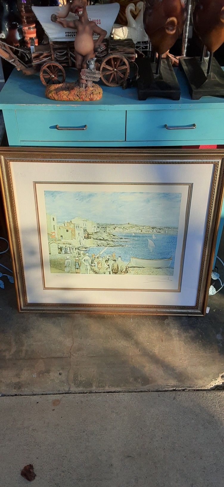 SALE Framed Signed Salvador Dali Llane Beach At Cadaques Limited Edition Lithograph With COA