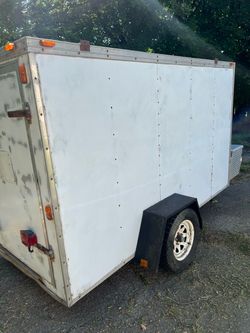 White Enclosed Cargo Trailer Single Axle
