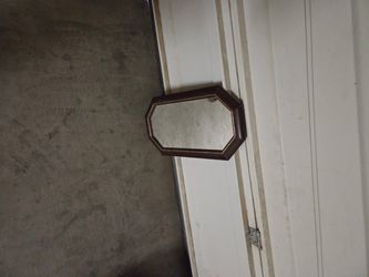 Octagonal Wall Mirror Dark Wood Frame
