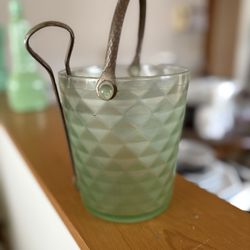 Antique green depression ice bucket