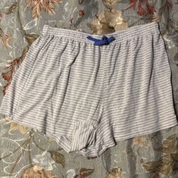 Gray and white striped shorts