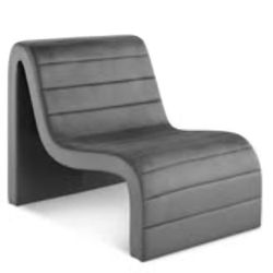 Meridian Furniture 403Gray Ivy Collection Modern | Contemporary Velvet Upholstered Accent Chair