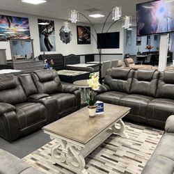2PC Brown Sofa & Loveseat 