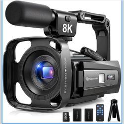 8K Video Camera Camcorder,90MP UHD WiFi Vlogging Camera for YouTube 18X Digital Zoom, IR Night Vision, 3.0" Touch Screen, Microphone, Stabilizer, Remo