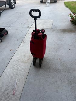 Folding Utility Wagon with Wheels – Red