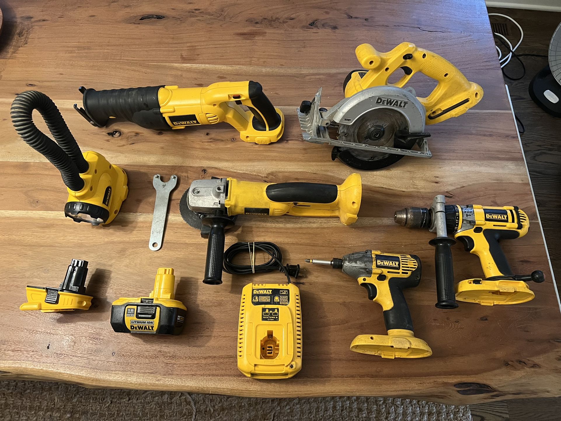 Dewalt Deluxe 7-Tool 18V XRP Cordless Heavy-Duty Kit – Upgraded with Lithium-Ion Battery + 18V–20V Adapter