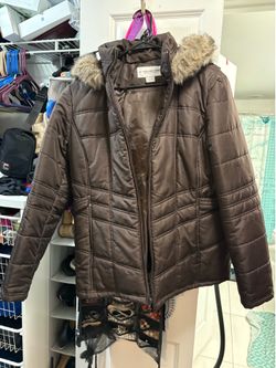 Brown winter jacket with hood