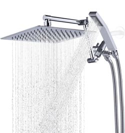 G-Promise All Metal 10 Inch Rainfall Shower Head with Handheld Spray Combo| 3 Settings Diverter|Adjustable Extension Arm with Lock Joints |71 Inches S