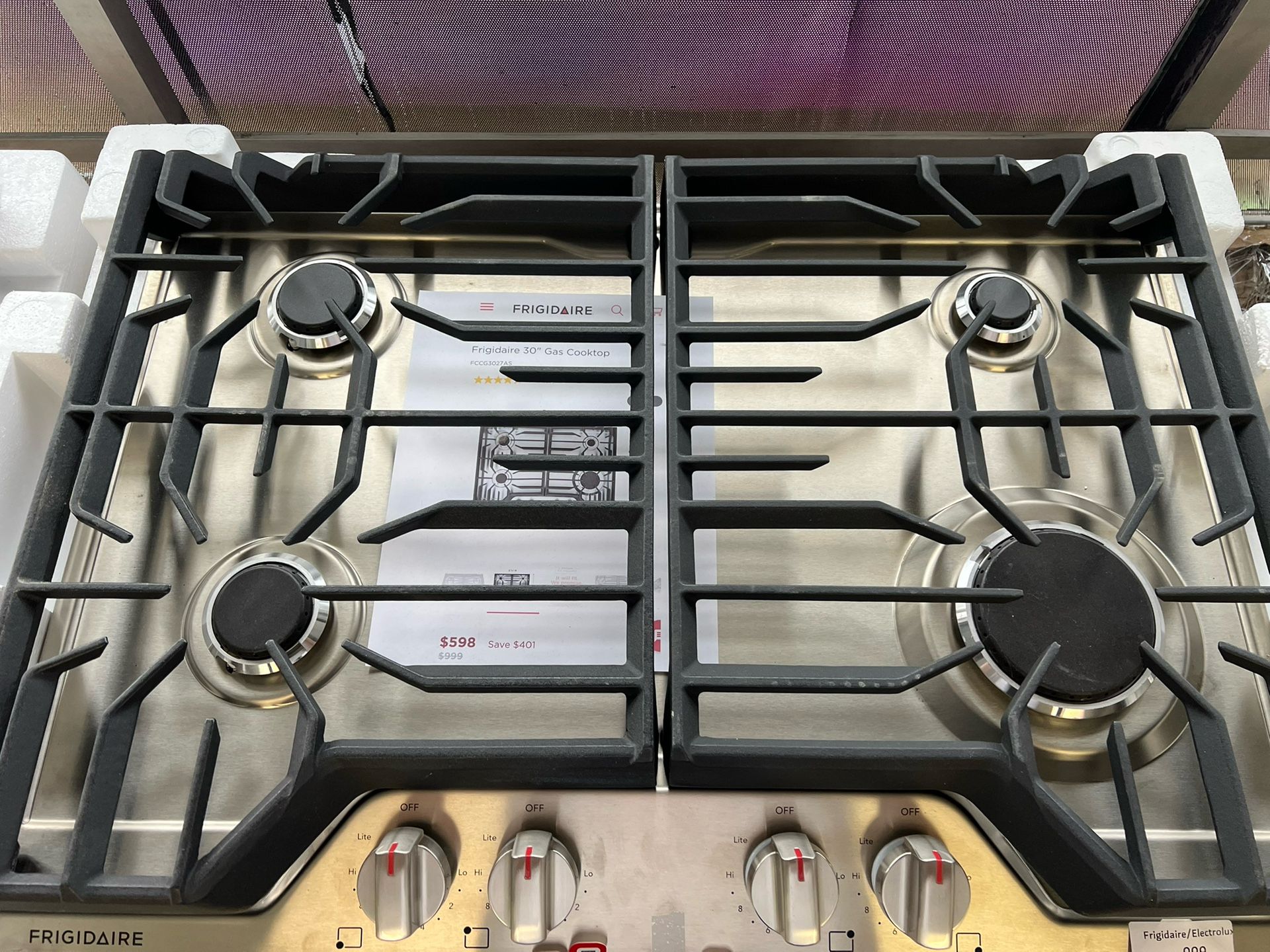 frigidaire gas cooktop