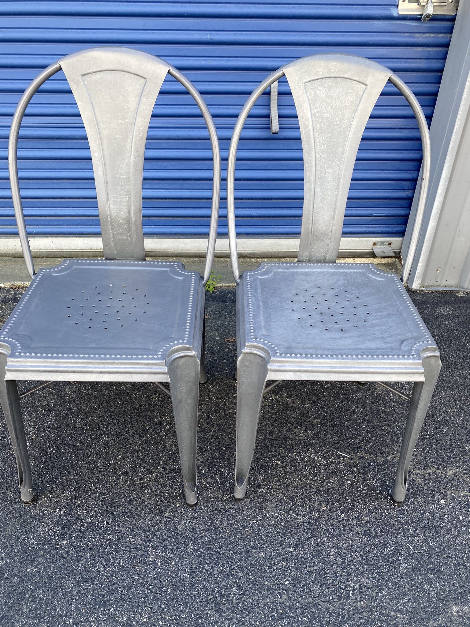 Set Of 2 Crate & Barrel Lyle Metal Dining Chairs