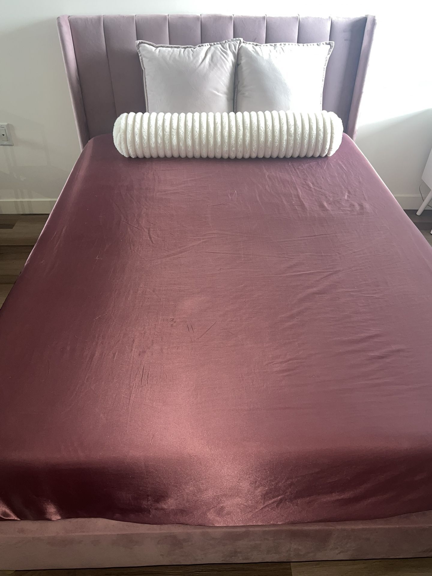 Full Size Pink Velvet Bed Frame