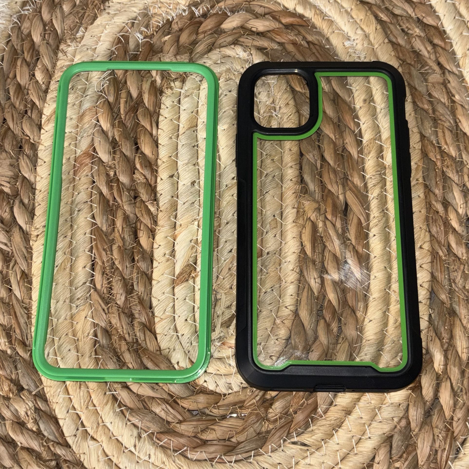 iPhone 11 Pro Max, green and black case