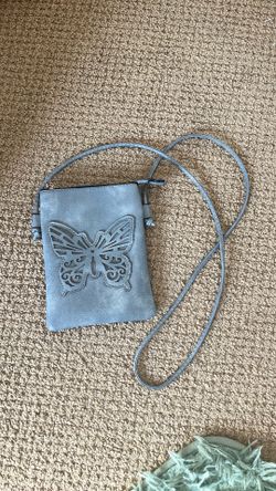 Blue/Gray Purse with Butterfly