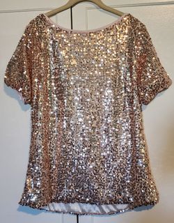 Rose gold sequin top, size L