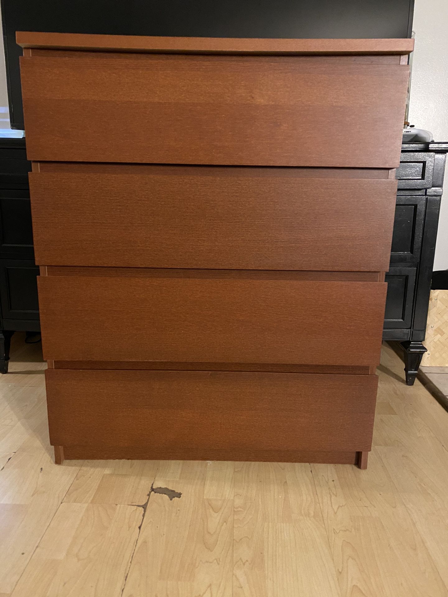 IKEA MALM 4-drawer chest, brown stained ash veneer