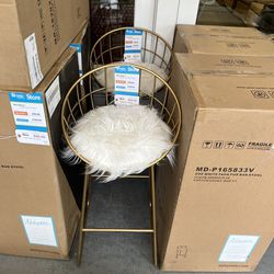 Gold Faux Fur Bar Stool Counter Stools (in Store)
