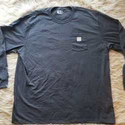 Carhartt Long Sleeve Pocket T-Shirt Men’s Size 3XL TALL  Grey Loose Fit 