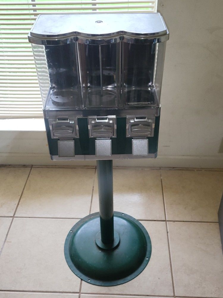 Commercial Triple Gumball Machine Candy Vending With Stand Bubble Gum Dispenser