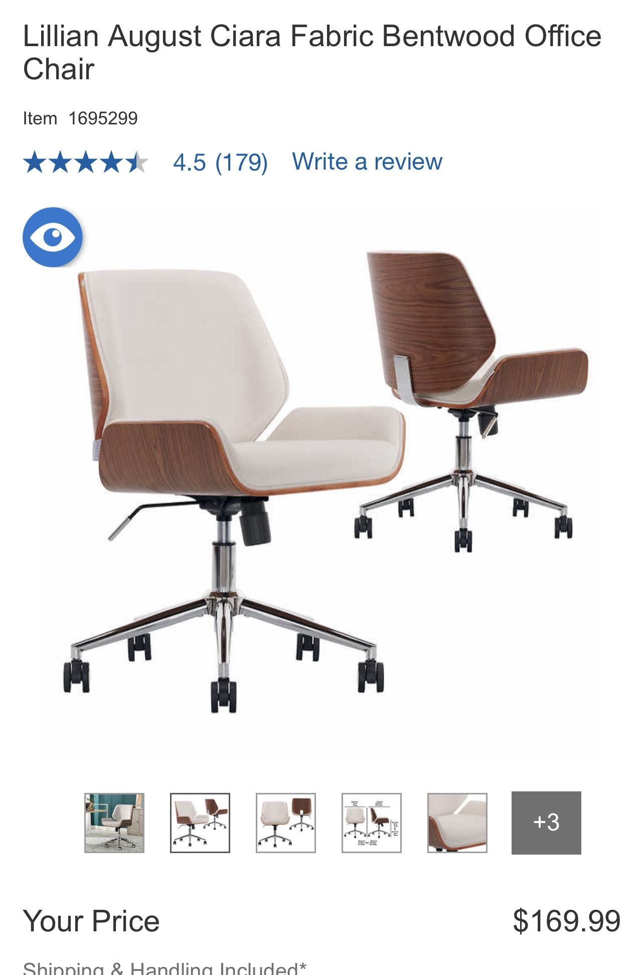 Lillian August Ciara Fabric Bentwood Office Chair