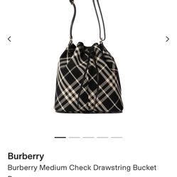 Burberry Medium Check Drawstring Bucket Bag