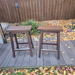 A Pair Of Wooden Stools 