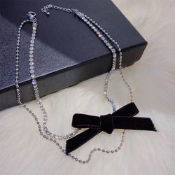 Silver Bling Chain With Black Bow