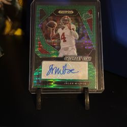 Jalen Milroe Rookie Autograph Panini Prizm Green Pulsar /25