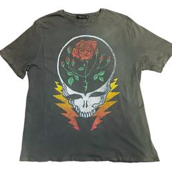 Junk Food Clothing Los Angeles Shirt Skull Rose Grateful Dead XL distress NWOT