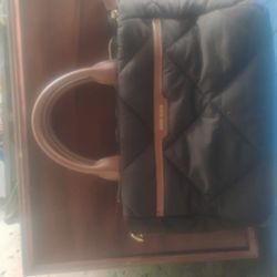 Anne Klein Quilted Nylon Satchel