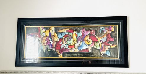 63L"x28H" ALL NIGHT LONG by ERIC WAUGH - VIVID SWIRL SEGMENTS RAINBOW 