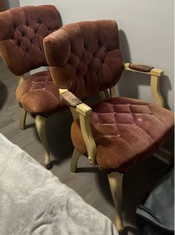 Vintage Red Velvet Accent Chairs – Set of 2