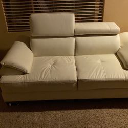 White Leather Sofa 