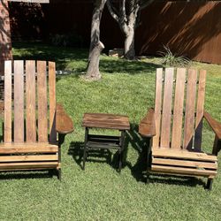 Adirondack Chairs 2 And side Table Handcrafted 