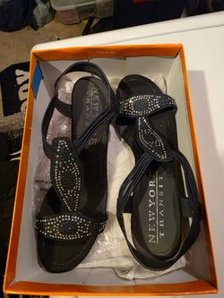 New York Transit 'Got It' Rhinestone Wedge Sandals W9