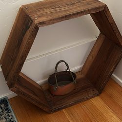 Handmade wood hexagon shelf