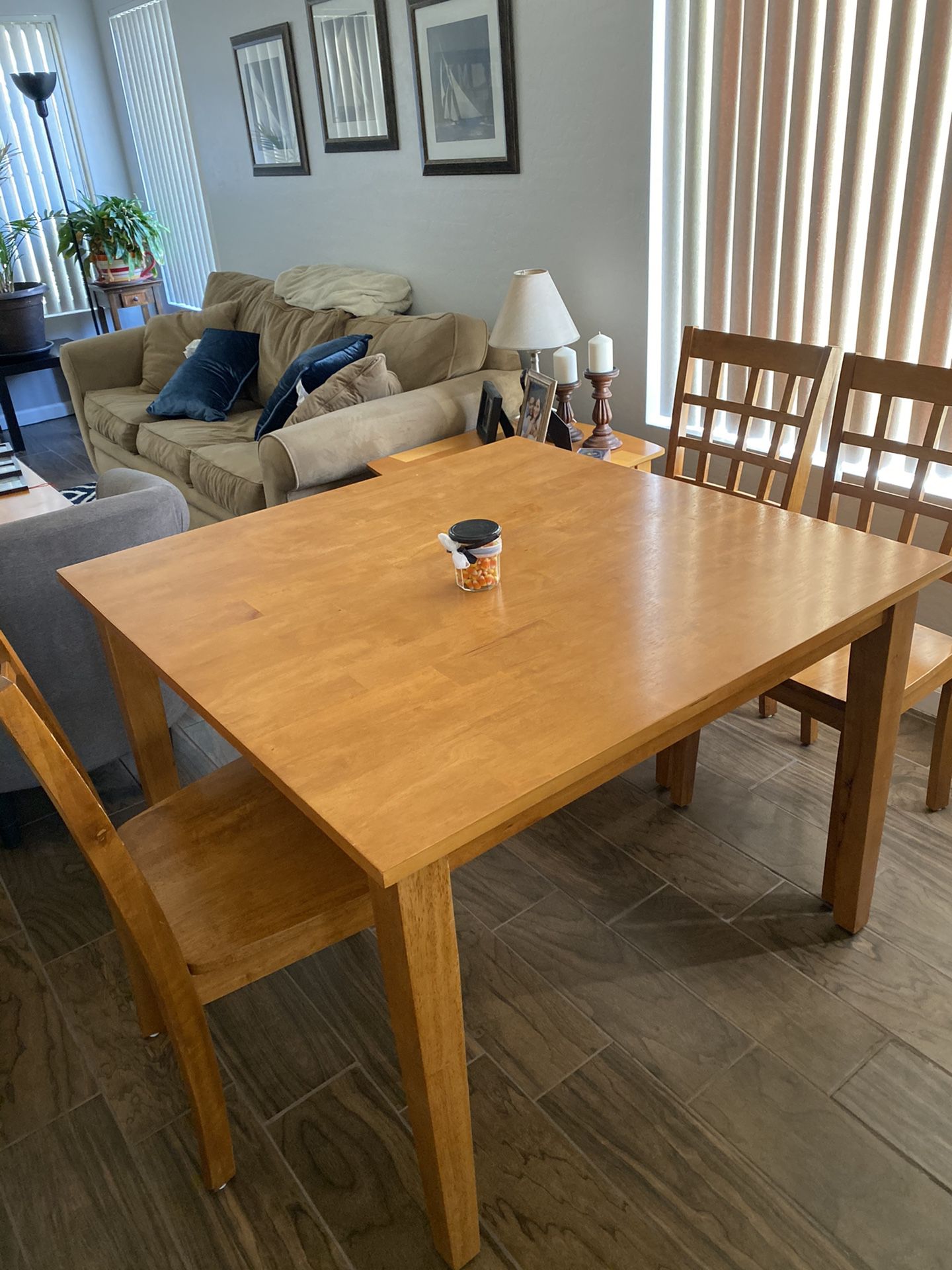 Kitchen table with 3 window back chairs