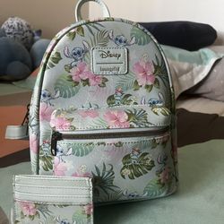 Loungefly Stitch Turquoise Backpack & Wallet